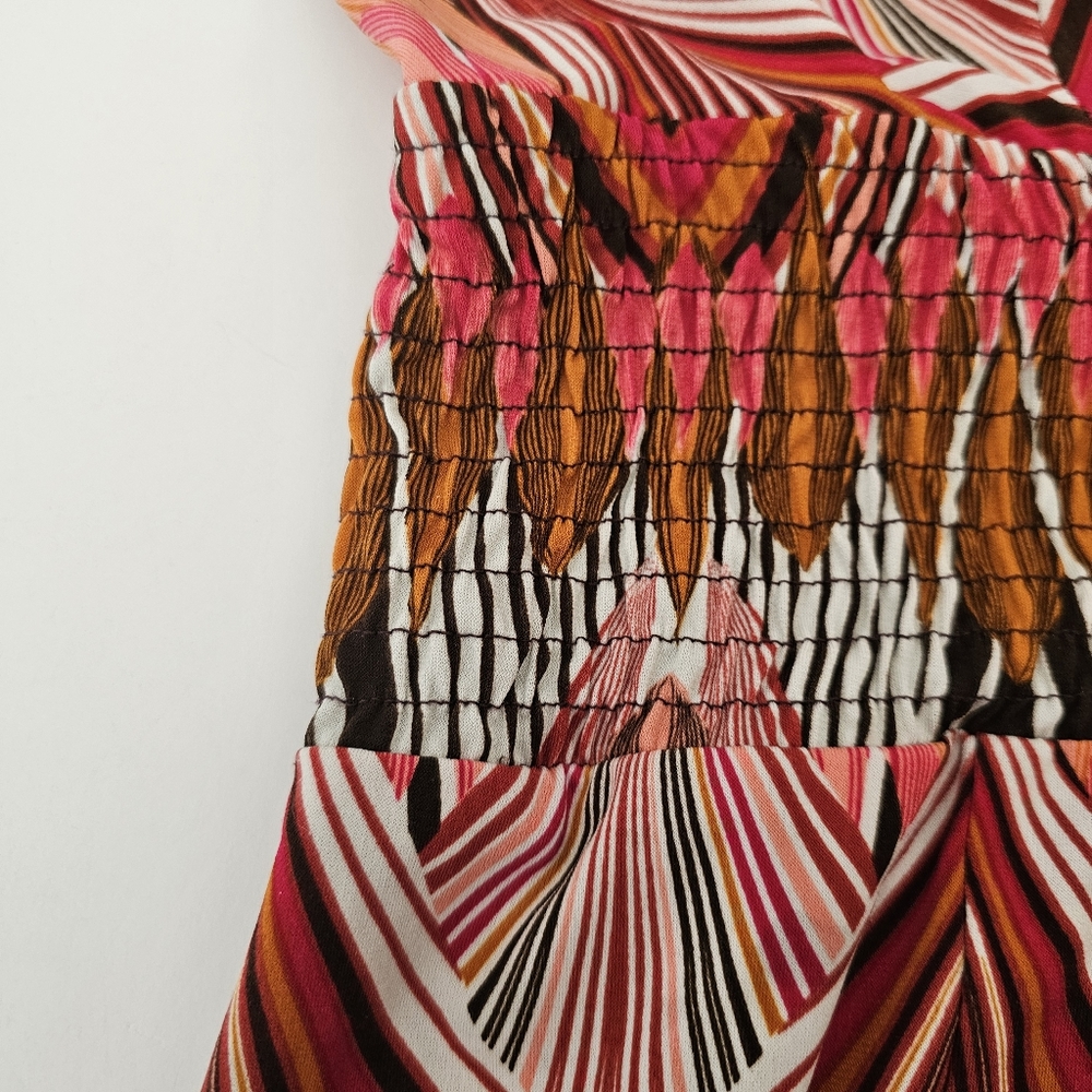 Rabbit Rabbit Rabbit Womens Dress 14 Tropical Pattern Multi Red Brown - Picture 3 of 6